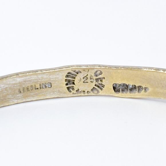 Vintage Sterling Silver Textured Bangle Bracelet 8" - Picture 4 of 7